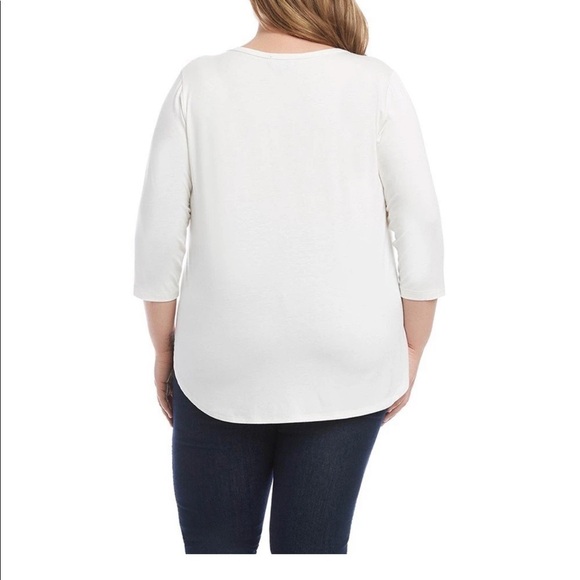 Karen Kane Amber Waves Feather Print Tee - Picture 2 of 10